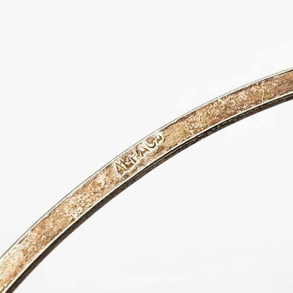 Vintage Mexican Alpaca Kokopelli Bib Necklace Pink & Blue Abalone Inlay 21" - Picture 5 of 5